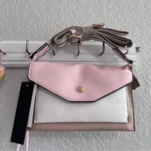 Pink and White Women's Crossbody Bag